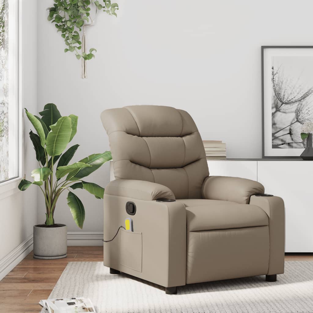 vidaXL Sillón de masaje reclinable cuero sintético color capuchino