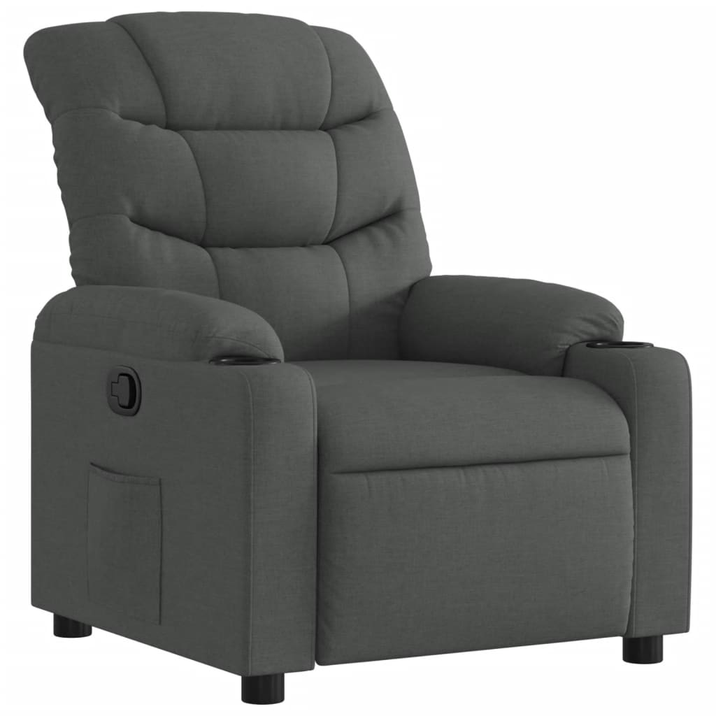 vidaXL Sillón reclinable de tela gris oscuro