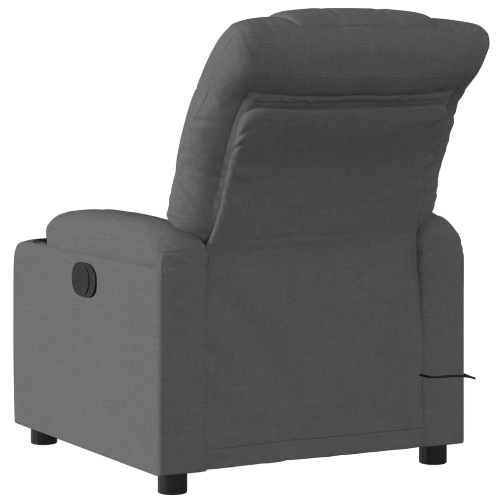 vidaXL Sillón de masaje reclinable de tela gris oscuro