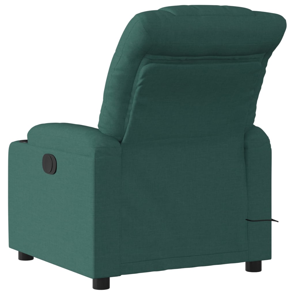 vidaXL Sillón de masaje reclinable de tela verde oscuro