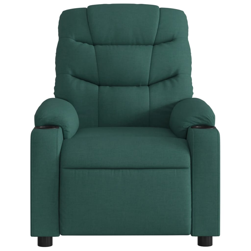 vidaXL Sillón de masaje reclinable de tela verde oscuro