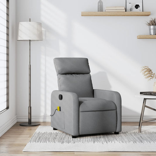 vidaXL Sillón reclinable de masaje de tela gris claro