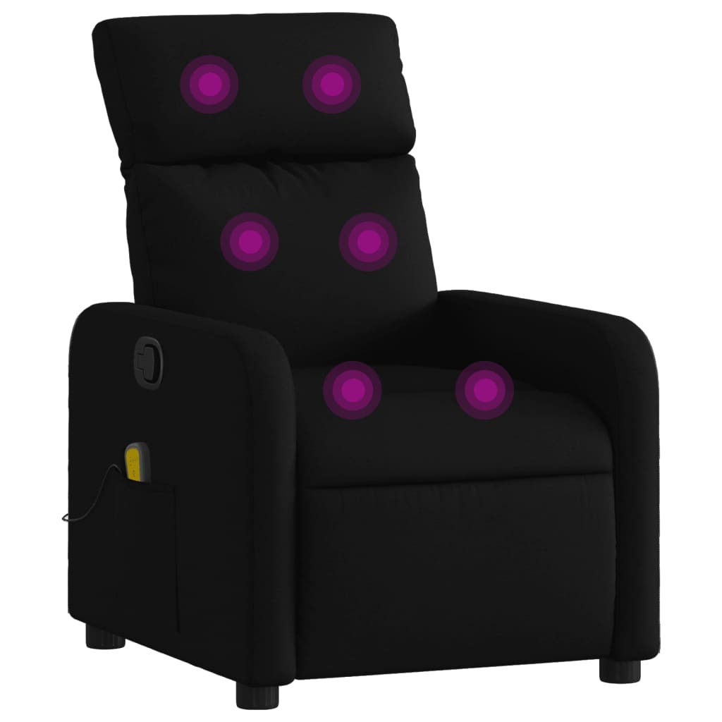 vidaXL Sillón reclinable de masaje de tela negro