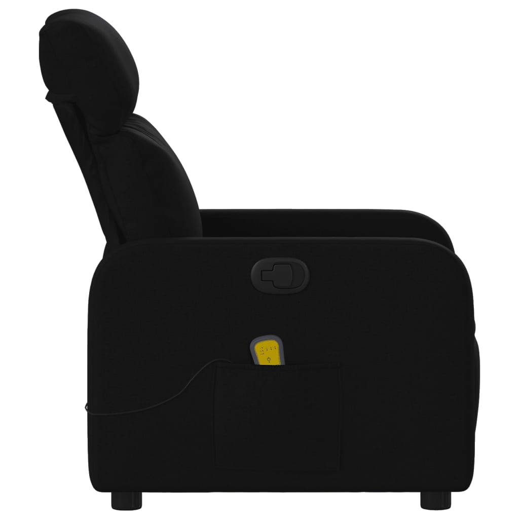 vidaXL Sillón reclinable de masaje de tela negro