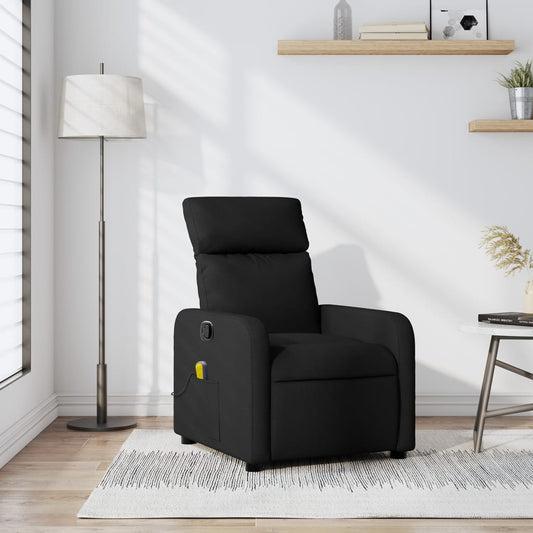 vidaXL Sillón reclinable de masaje de tela negro