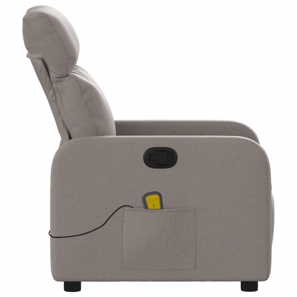 vidaXL Sillón de masaje reclinable de tela gris taupé