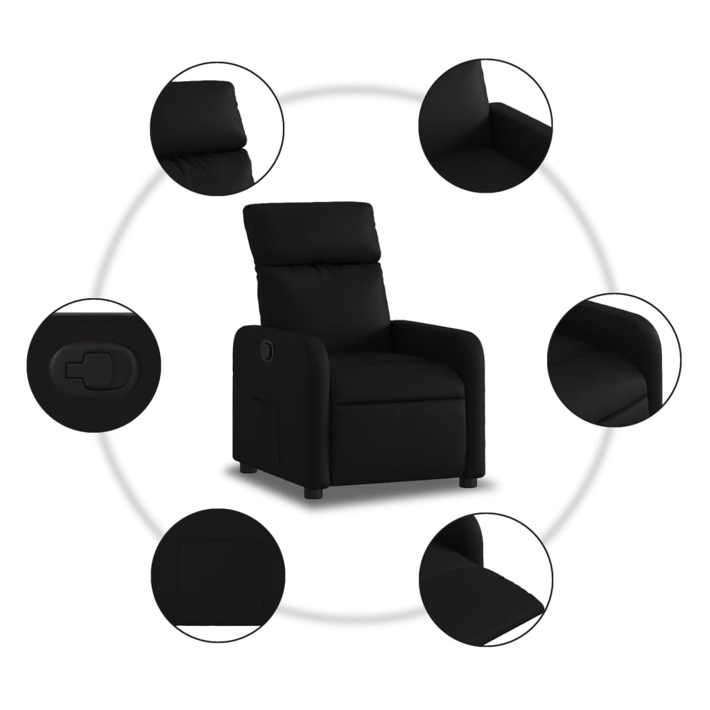 vidaXL Sillón reclinable de cuero sintético negro