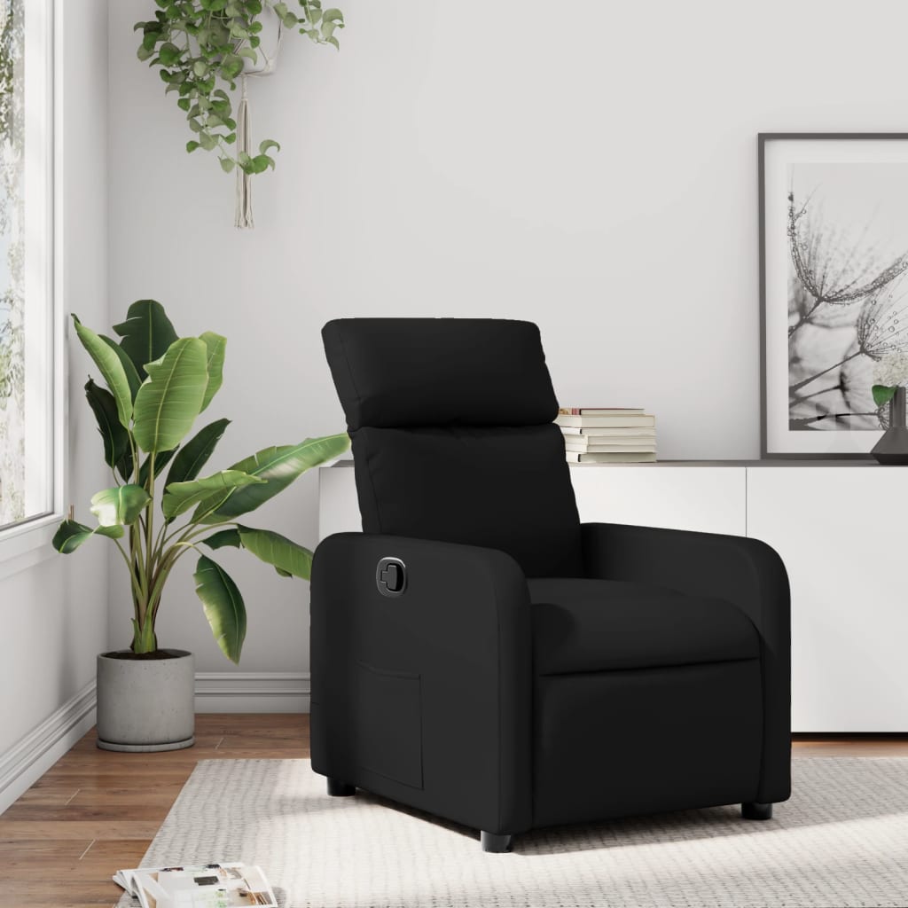 vidaXL Sillón reclinable de cuero sintético negro