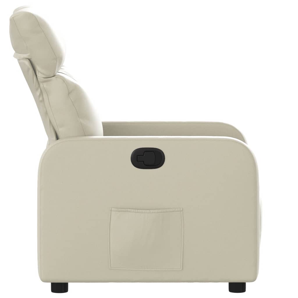 vidaXL Sillón reclinable de cuero sintético crema