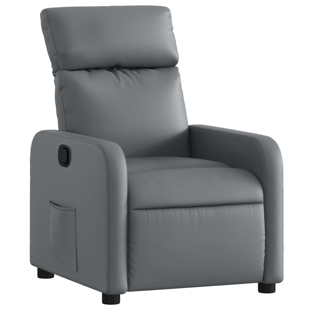 vidaXL Sillón reclinable de cuero sintético gris