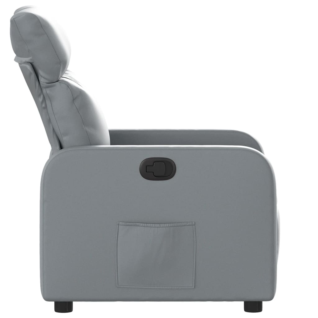 vidaXL Sillón reclinable de cuero sintético gris