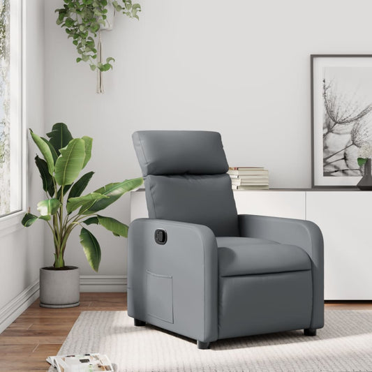 vidaXL Sillón reclinable de cuero sintético gris