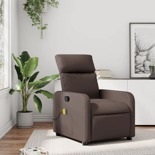 vidaXL Sillón de masaje reclinable cuero sintético marrón