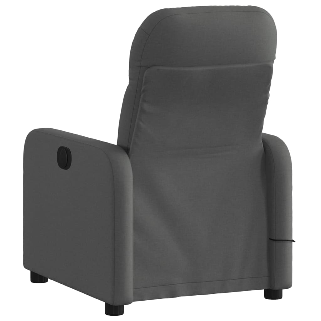 vidaXL Sillón de masaje reclinable de tela gris oscuro