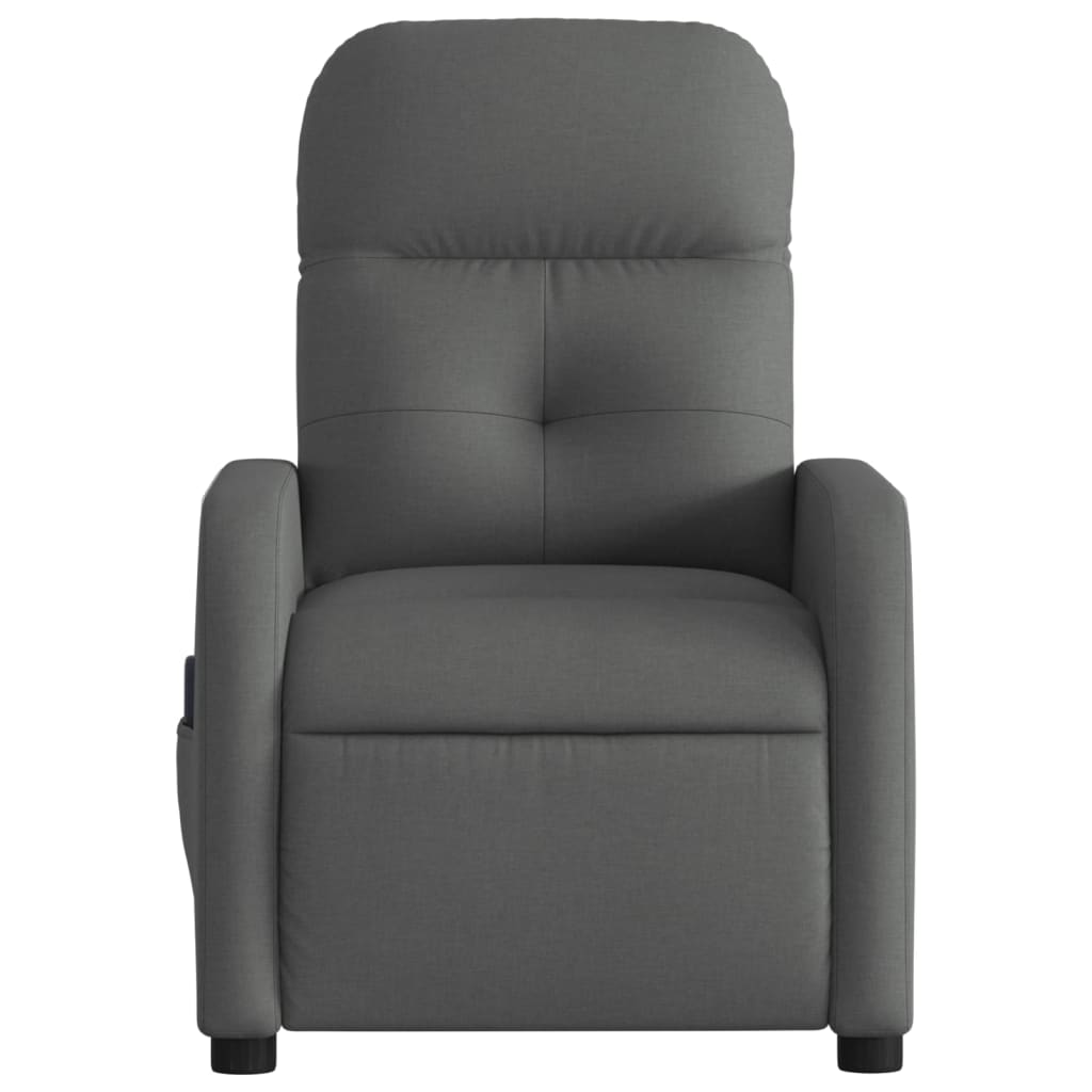 vidaXL Sillón de masaje reclinable de tela gris oscuro