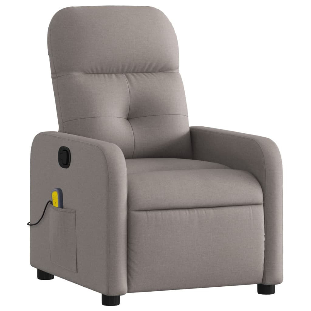 vidaXL Sillón de masaje reclinable de tela gris taupé