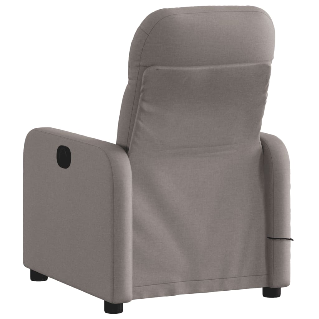 vidaXL Sillón de masaje reclinable de tela gris taupé