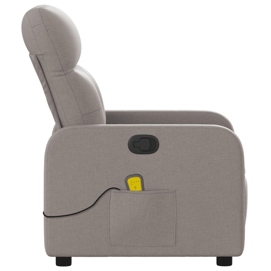 vidaXL Sillón de masaje reclinable de tela gris taupé