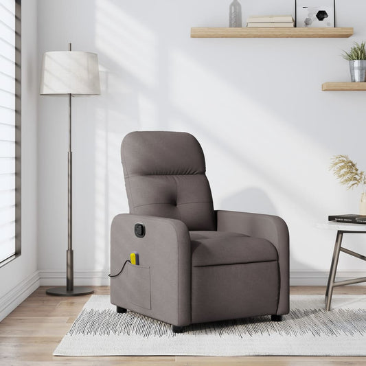 vidaXL Sillón de masaje reclinable de tela gris taupé