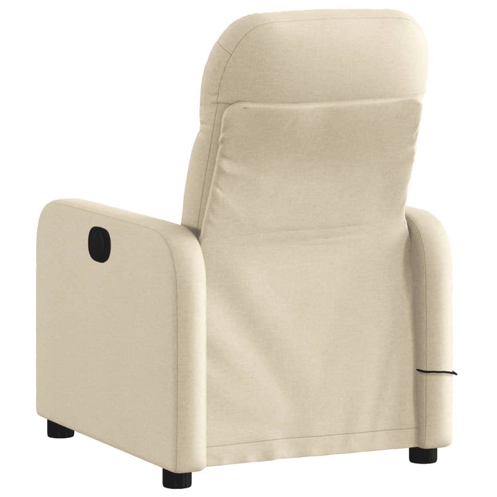 vidaXL Sillón de masaje reclinable de tela crema