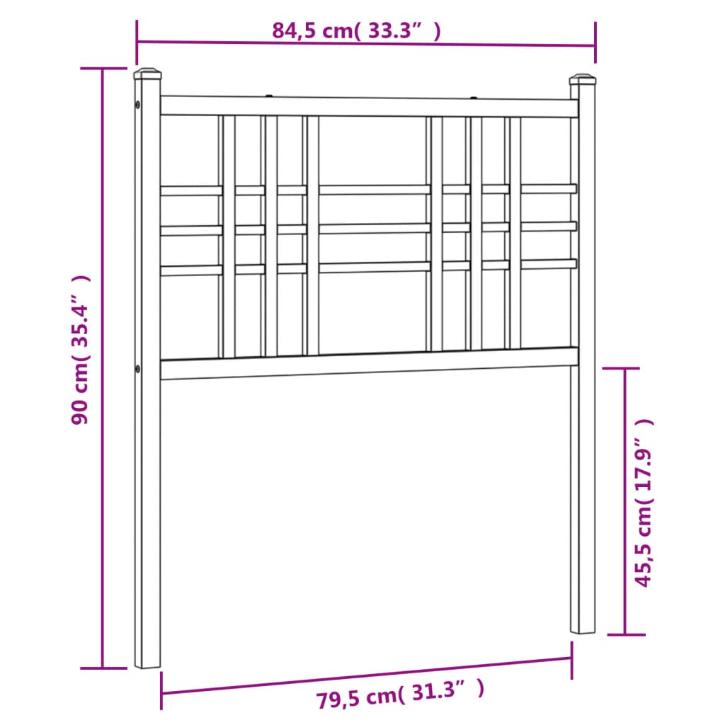 vidaXL Cabecero de metal negro 80 cm