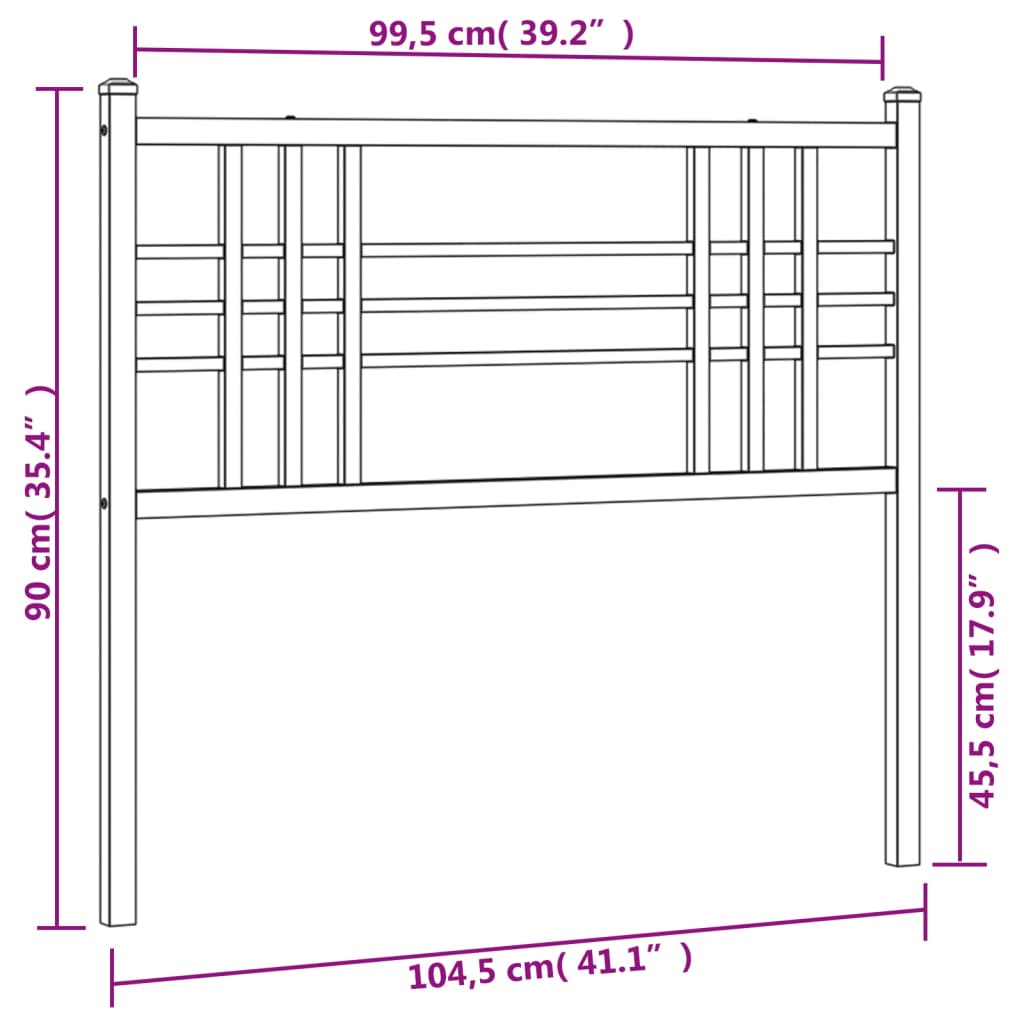 vidaXL Cabecero de metal negro 100 cm