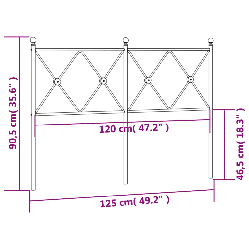 vidaXL Cabecero de metal negro 120 cm