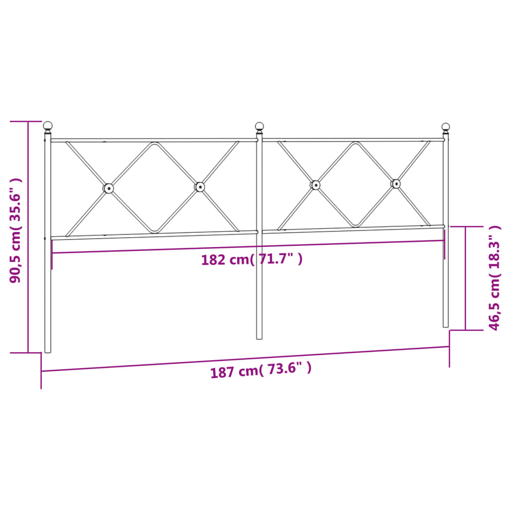 vidaXL Cabecero de metal negro 180 cm