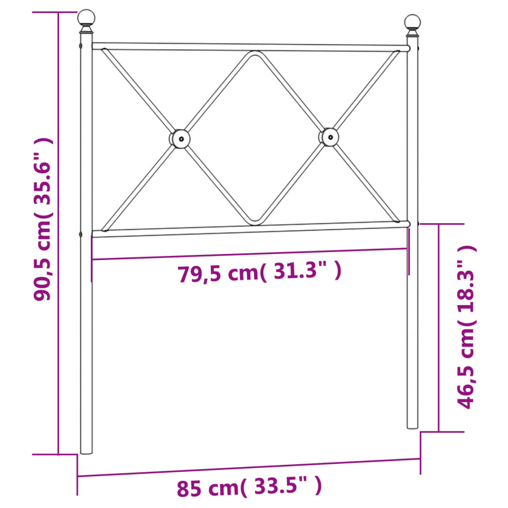 vidaXL Cabecero de metal blanco 80 cm