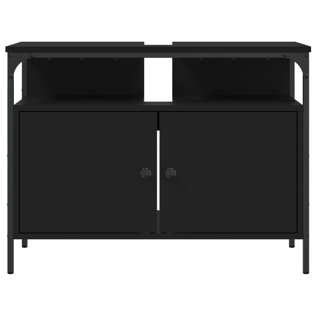 vidaXL Armario para lavabo de baño madera ingeniería negro 80x30x60 cm