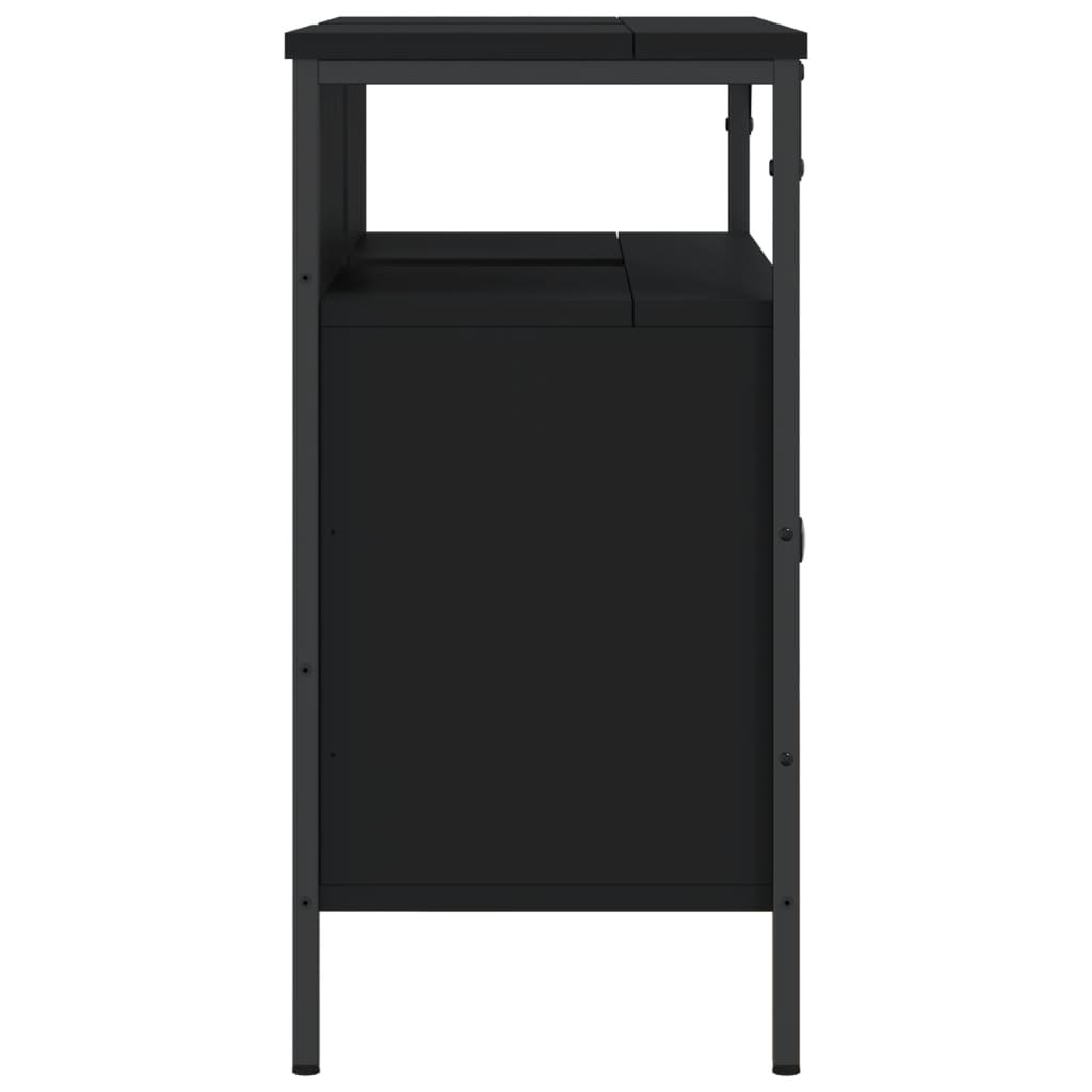 vidaXL Armario para lavabo de baño madera ingeniería negro 80x30x60 cm