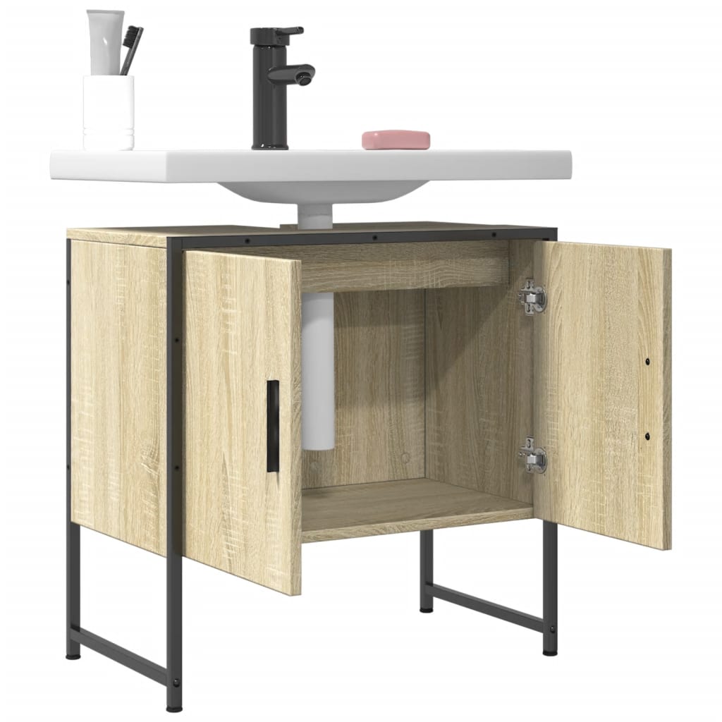 vidaXL Armario lavabo baño madera ingeniería roble Sonoma 60x33x60 cm