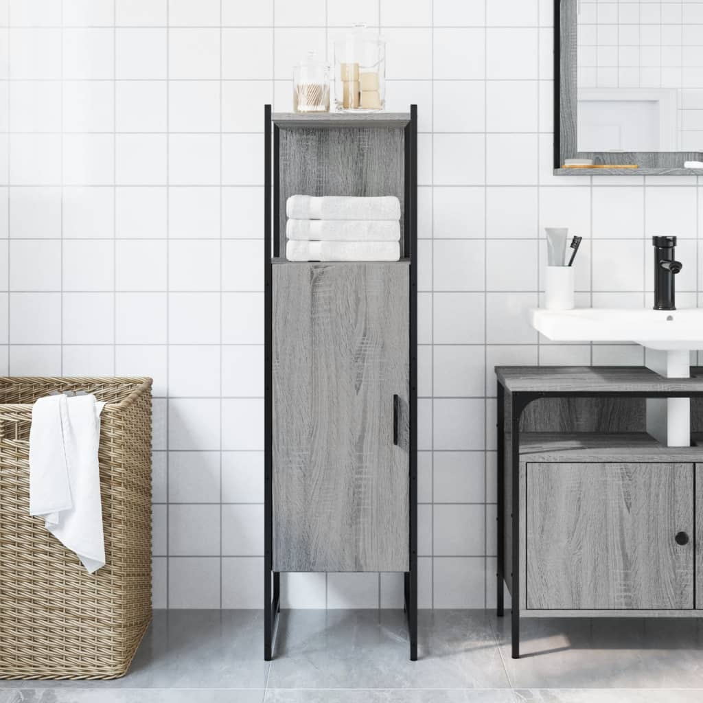 vidaXL Armario de baño madera de ingeniería gris Sonoma 33x33x120,5 cm