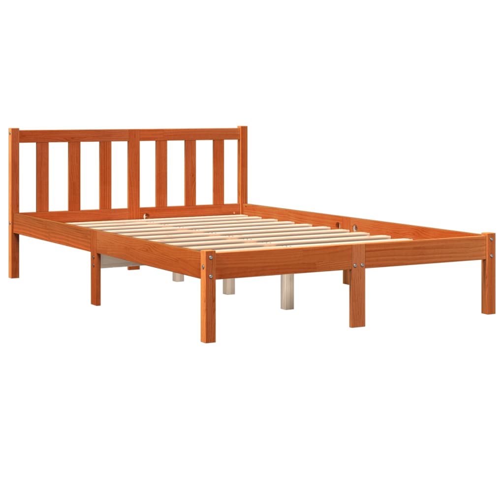 vidaXL Cama sin colchón madera maciza de pino marrón cera 120x200 cm