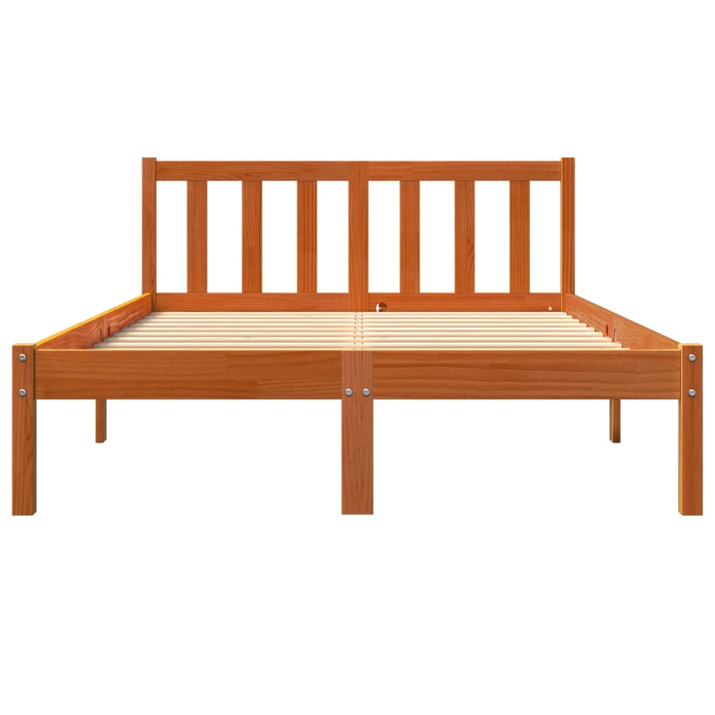 vidaXL Cama sin colchón madera maciza de pino marrón cera 120x200 cm