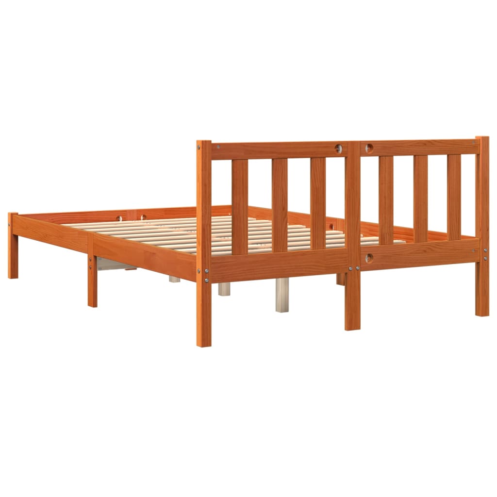 vidaXL Cama sin colchón madera maciza de pino marrón cera 120x200 cm