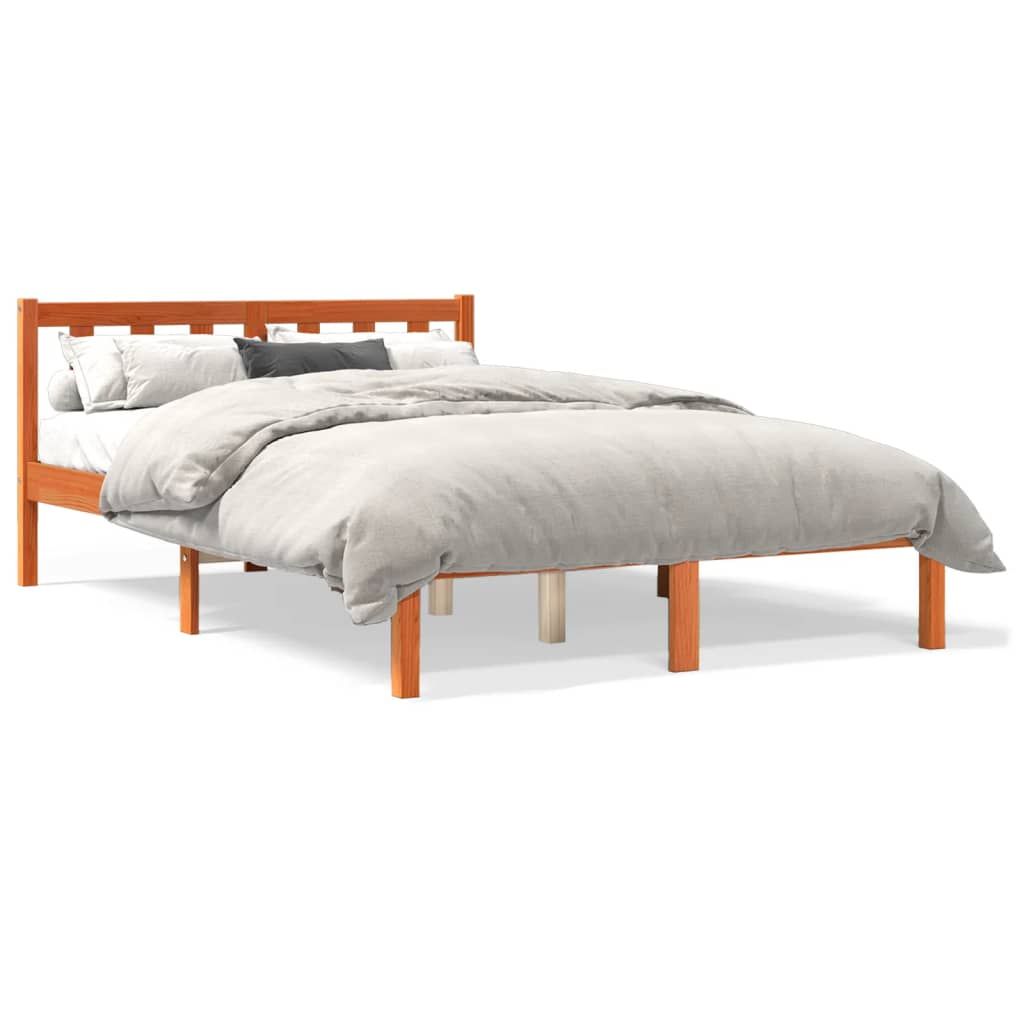 vidaXL Cama sin colchón madera maciza de pino marrón cera 120x200 cm