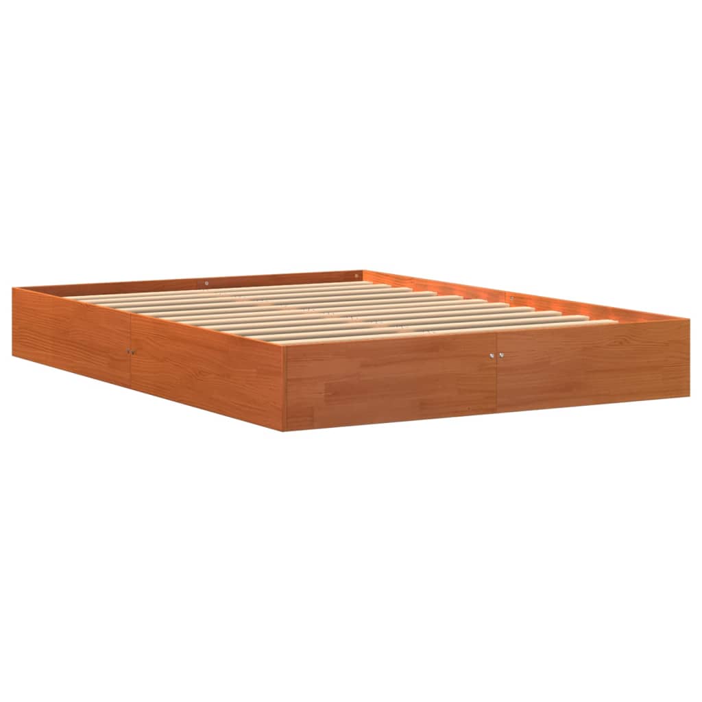 vidaXL Cama sin colchón madera maciza de pino marrón cera 120x200 cm