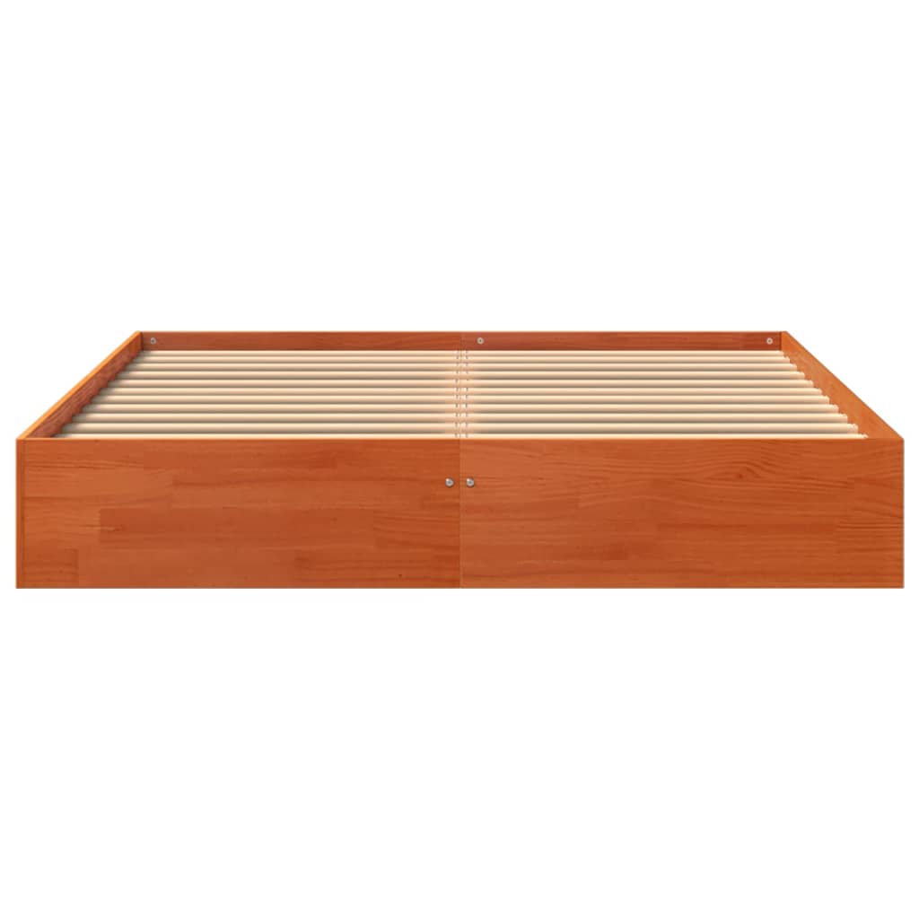 vidaXL Cama sin colchón madera maciza de pino marrón cera 120x200 cm