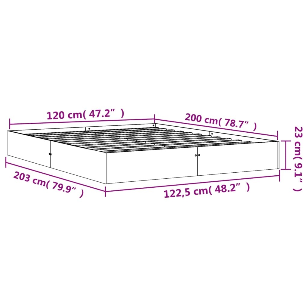 vidaXL Cama sin colchón madera maciza de pino marrón cera 120x200 cm