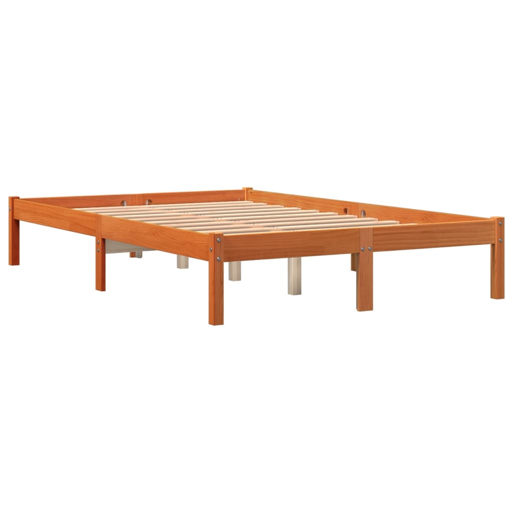 vidaXL Cama sin colchón madera maciza de pino marrón cera 140x200 cm