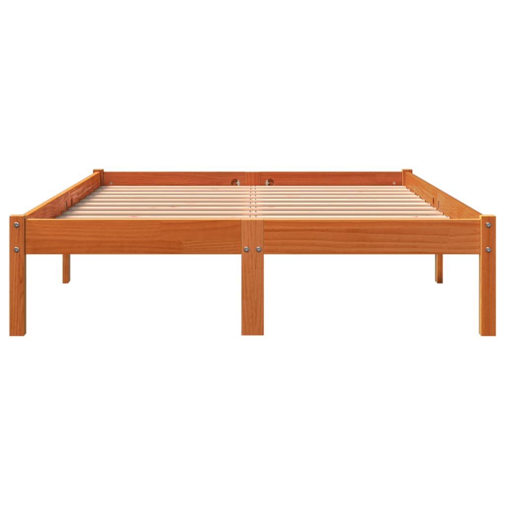 vidaXL Cama sin colchón madera maciza de pino marrón cera 140x200 cm