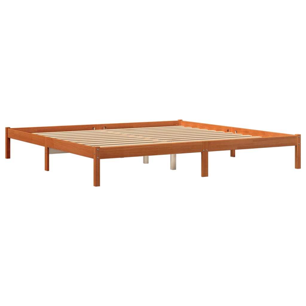 vidaXL Cama sin colchón madera maciza de pino marrón cera 200x200 cm