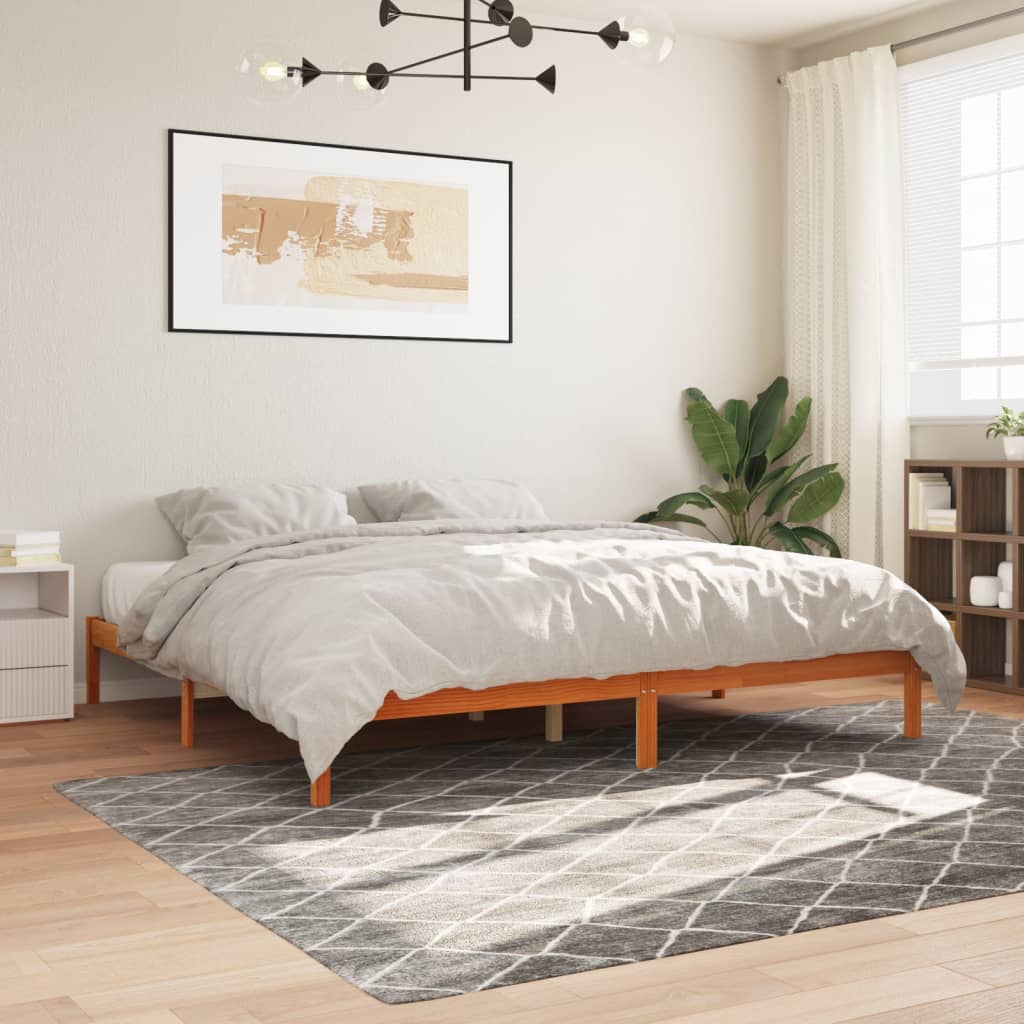 vidaXL Cama sin colchón madera maciza de pino marrón cera 200x200 cm