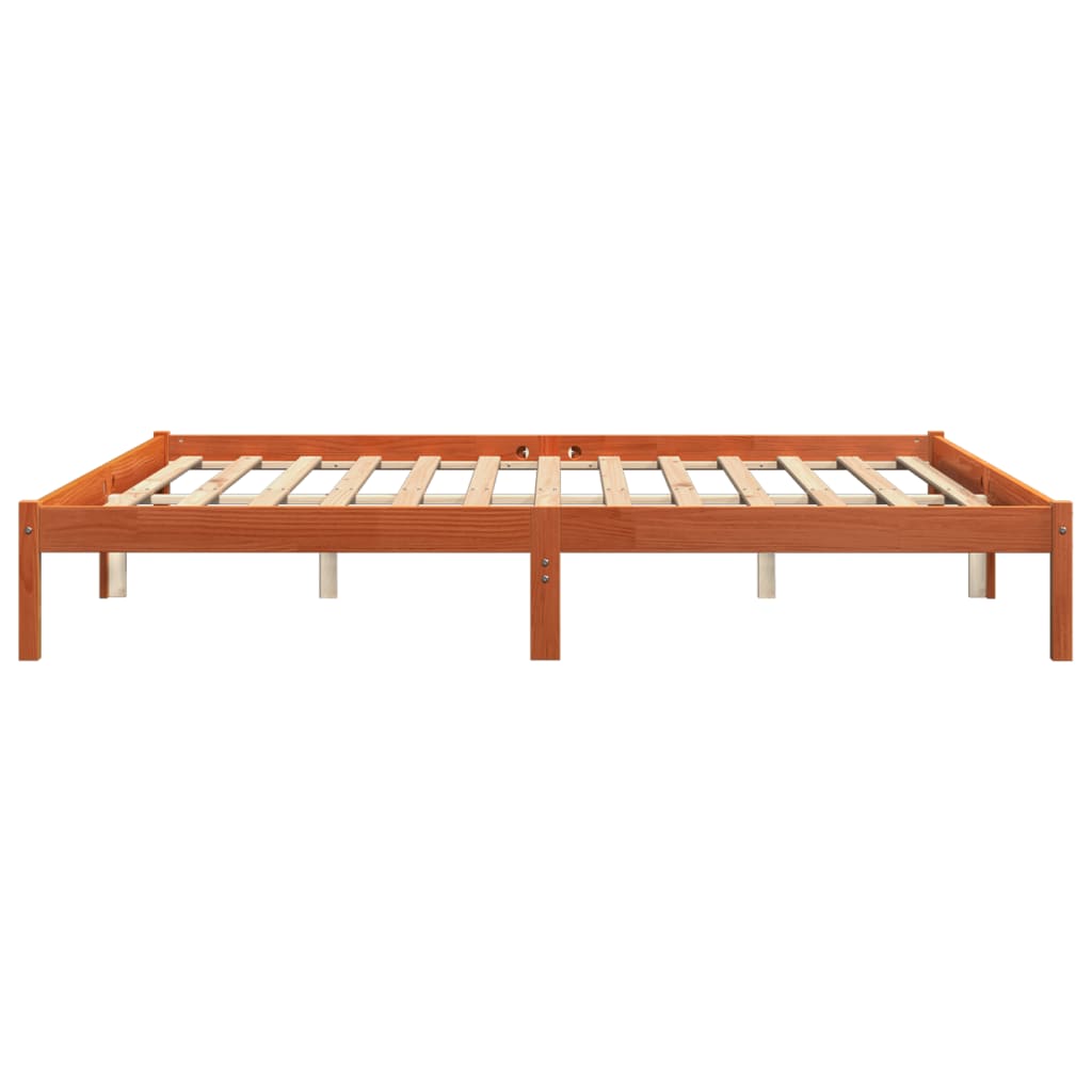 vidaXL Cama sin colchón madera maciza de pino marrón cera 200x200 cm