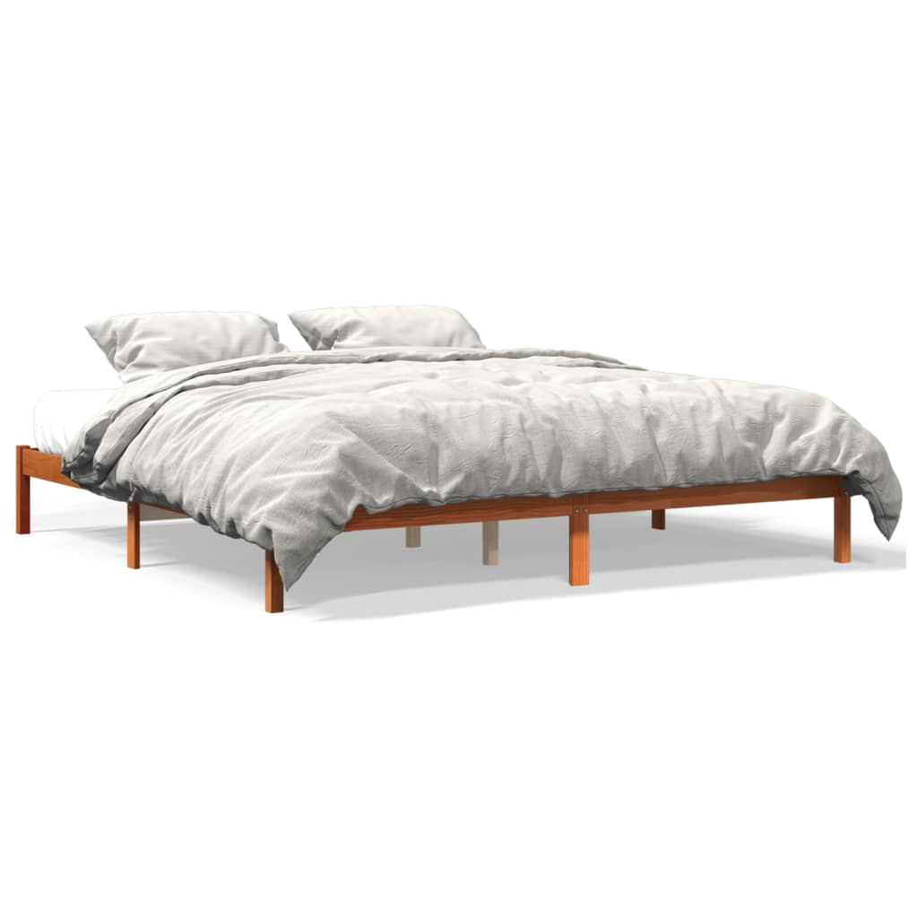 vidaXL Cama sin colchón madera maciza de pino marrón cera 200x200 cm