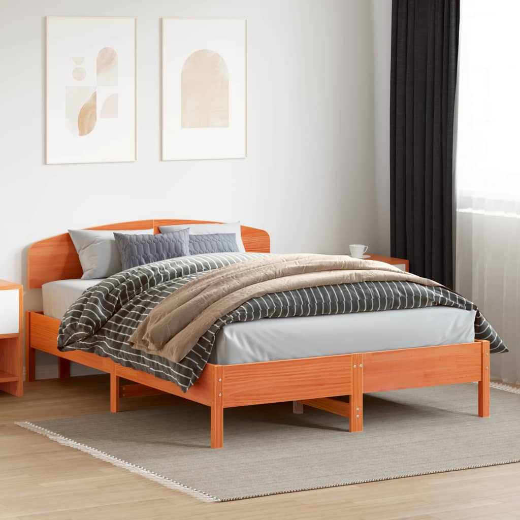 vidaXL Cabecero de cama madera maciza de pino marrón cera 160 cm