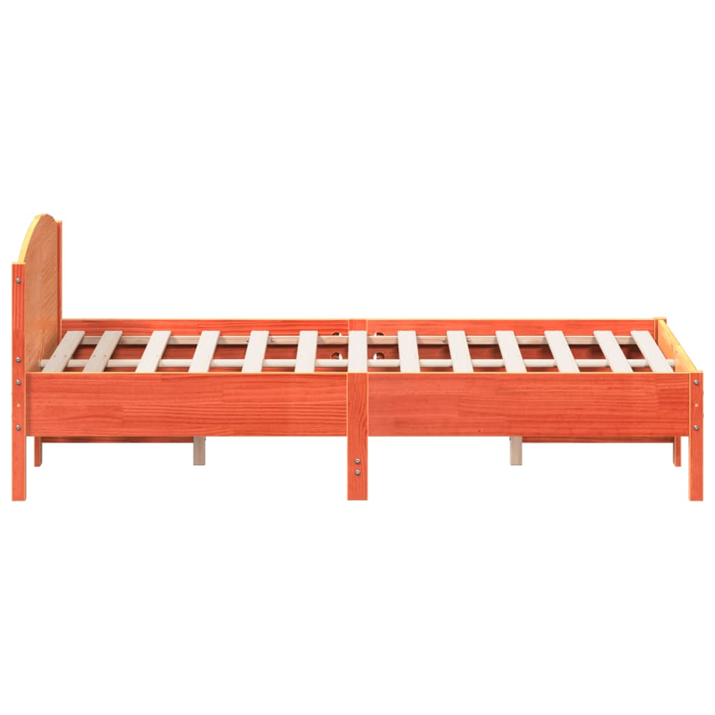 vidaXL Cama sin colchón madera maciza de pino marrón cera 140x190 cm