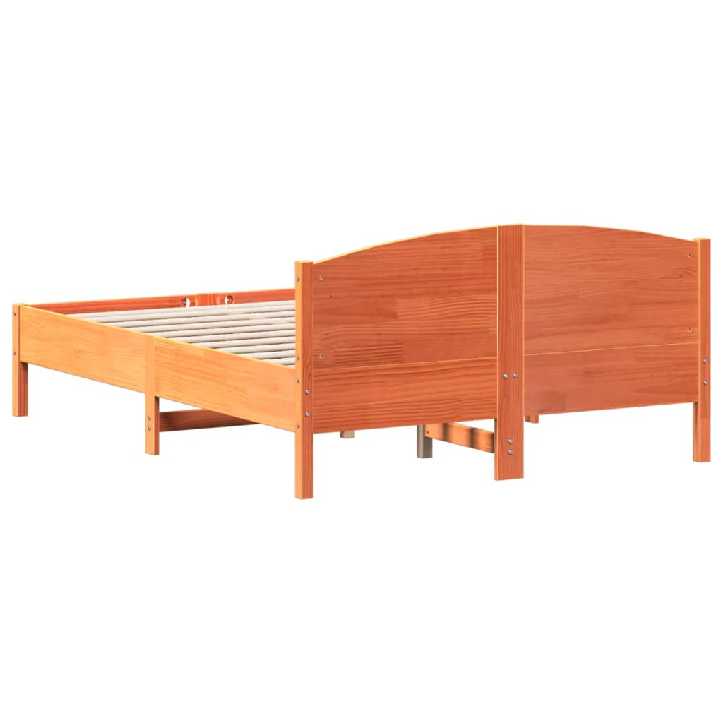 vidaXL Cama sin colchón madera maciza de pino marrón cera 140x190 cm