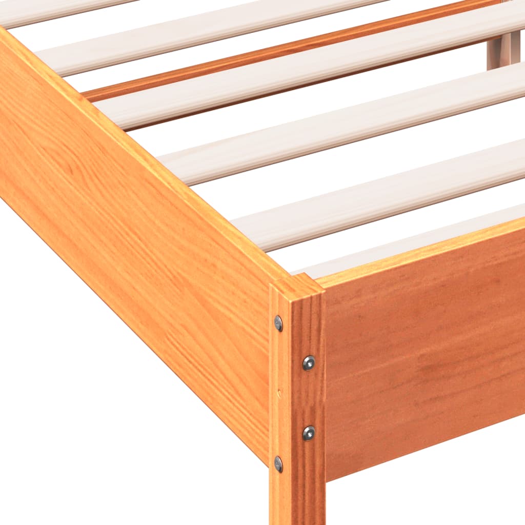 vidaXL Cama sin colchón madera maciza de pino marrón cera 140x190 cm